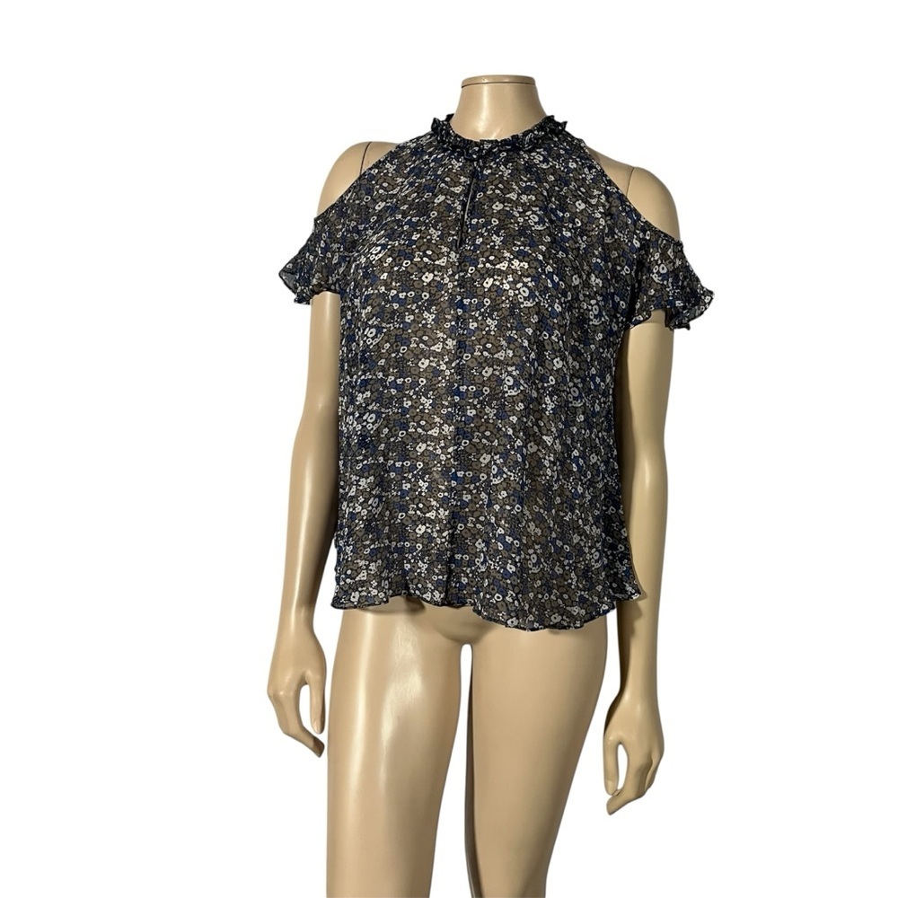 Derek Lam 10 Crosby Floral Blue and White Floral Silk Top